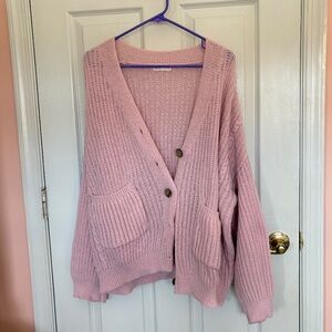 💗 ROMWE Pink Chunky Knit Cardigan | Size S